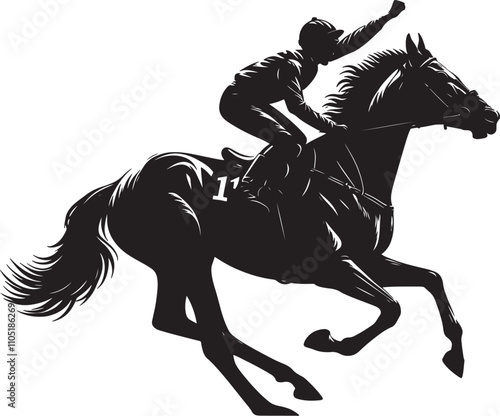 silhouette, The action of playing Race horse, vector