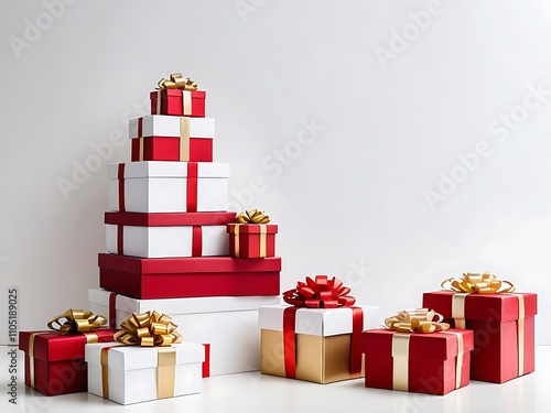 Colorful gift boxes stacked for Boxing Day celebrations in a festive setting. Generative AI photo