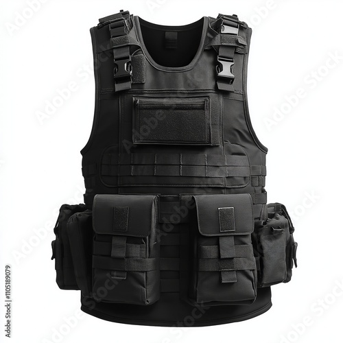 Tactical body armor for protection from bullets and fragments on a white background