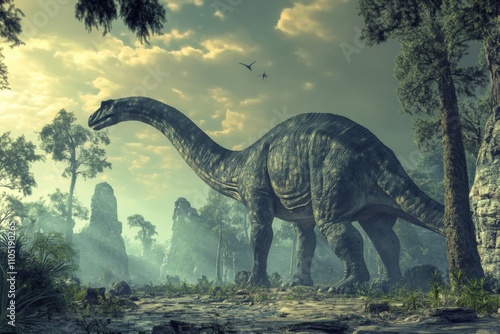 Brontosaurus: Illustration of One of the Heaviest Land Animals, a Prehistoric Dinosaur photo