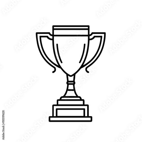 Classic Trophy Line Drawing in Black and White Symbolizing Achievement