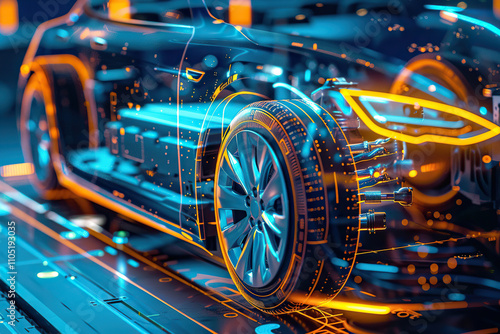 Power source for charging battery of beautiful electric car on road