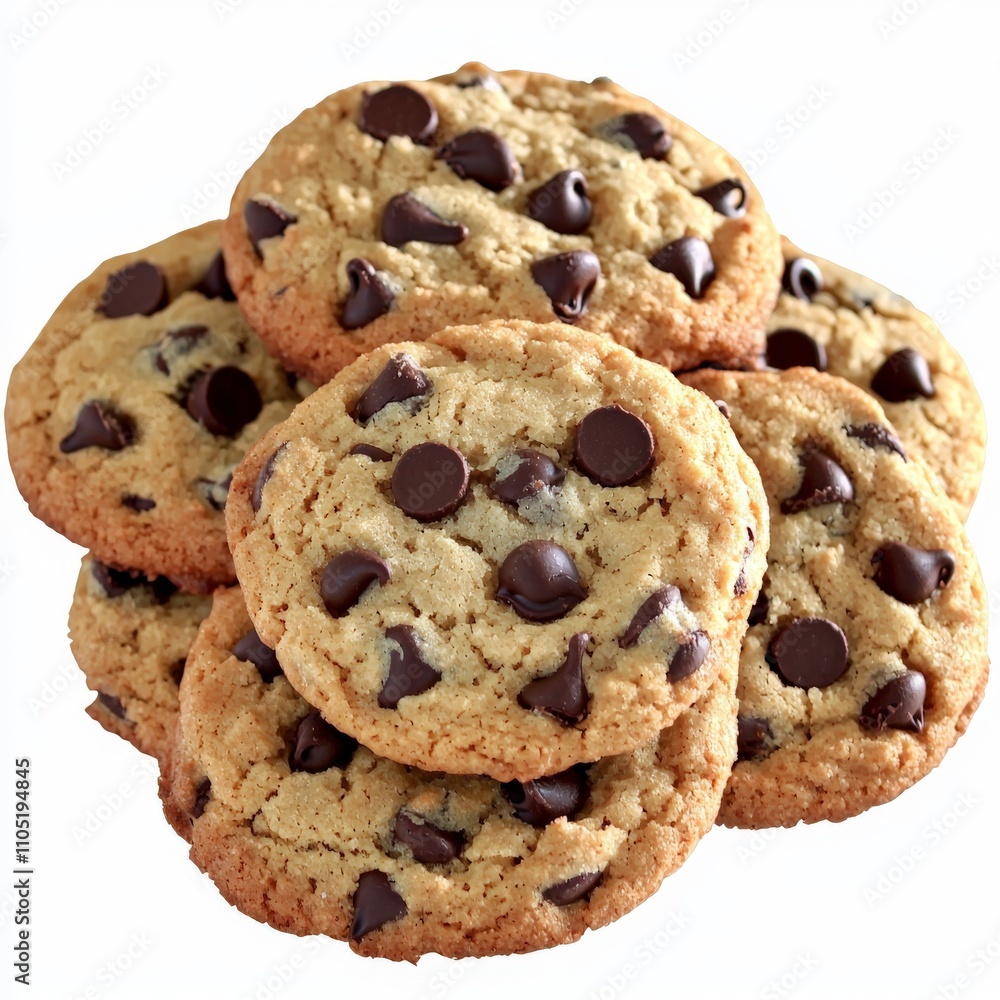 chocolate chip cookies isolated on white background chocolate chip cookies isolated on white background