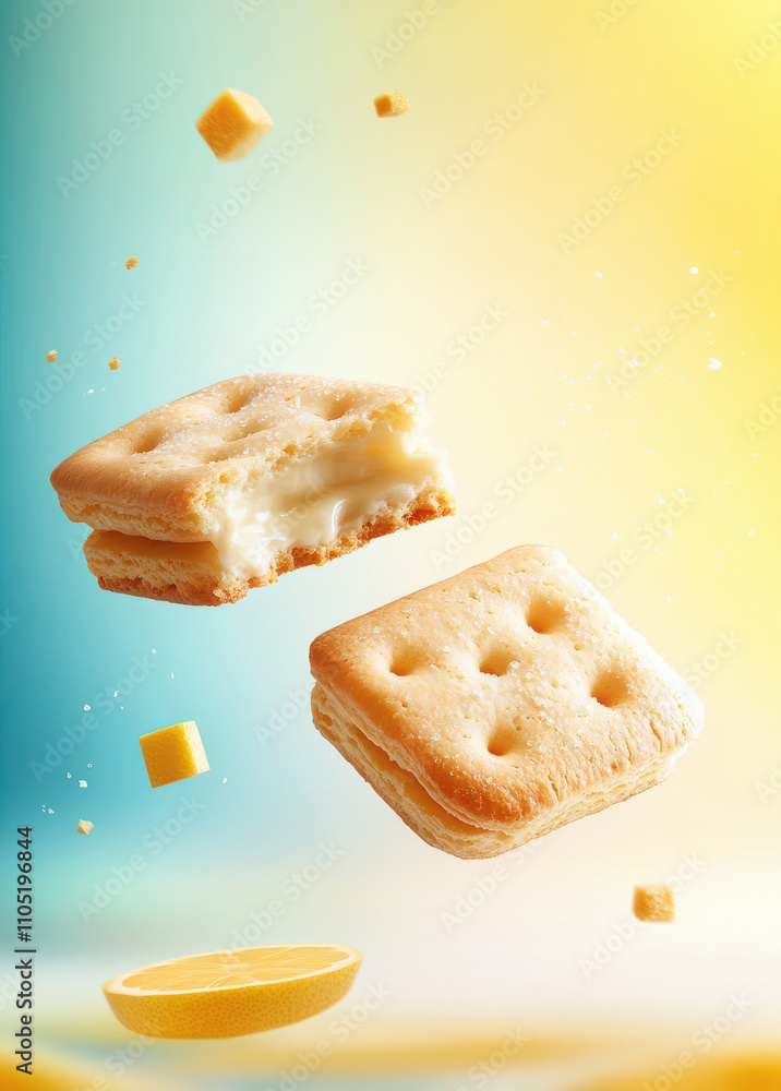 salt lemon cheese biscuits floating in air salt lemon cheese biscuits floating in air