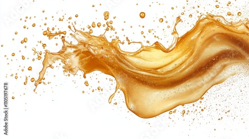 Isolated whisky color splash against white background.