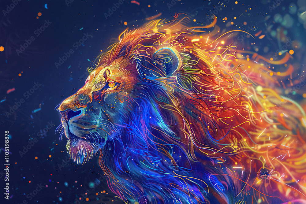 Astrological composition with concept of Leo zodiac sign symbol Astrological composition with concept of Leo zodiac sign symbol