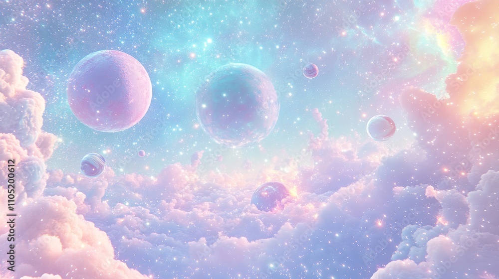 Dreamy Galaxy with Colorful Stars and Clouds Dreamy Galaxy with Colorful Stars and Clouds