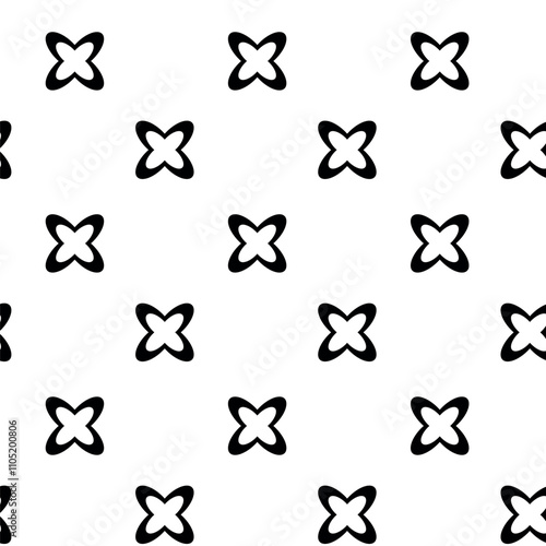 Abstract geometric pattern with crosses, stripes, lines. Seamless vector background. White and black ornament. Modern reticulated graphic design.