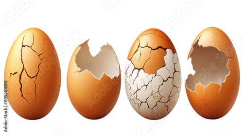 Cracked egg isolated on white background
