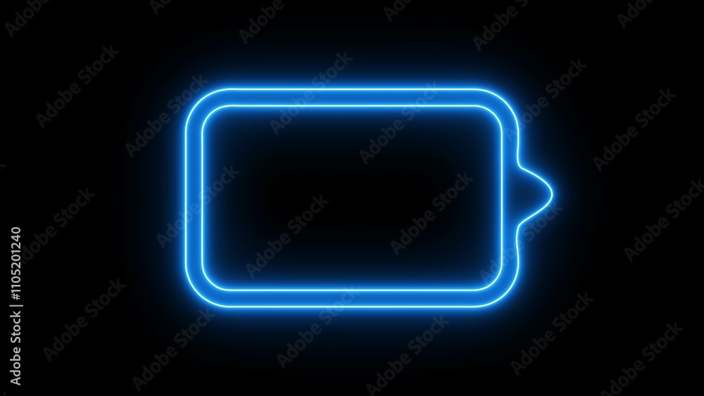 Neon Battery Charging Icon. Neon Battery Charging Icon.