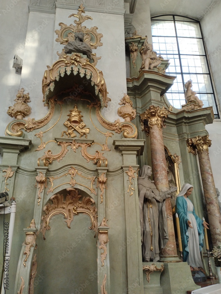 Church of the Immaculate Conception of the Most Holy Virgin Mary in Slonim, Belarus. The interiors of the church