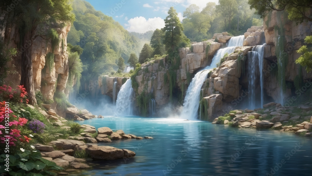 Fototapeta premium Cascading Waterfall