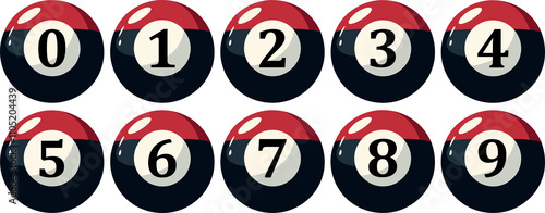 Illustration of spheres from 0 to 9 