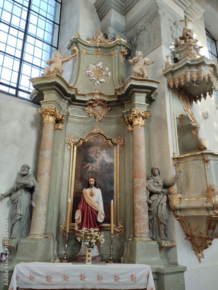 Church of the Immaculate Conception of the Most Holy Virgin Mary in Slonim, Belarus. The interiors of the church