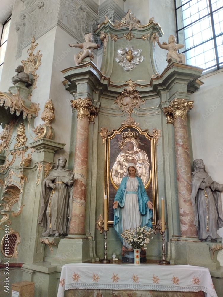 Church of the Immaculate Conception of the Most Holy Virgin Mary in Slonim, Belarus. The interiors of the church