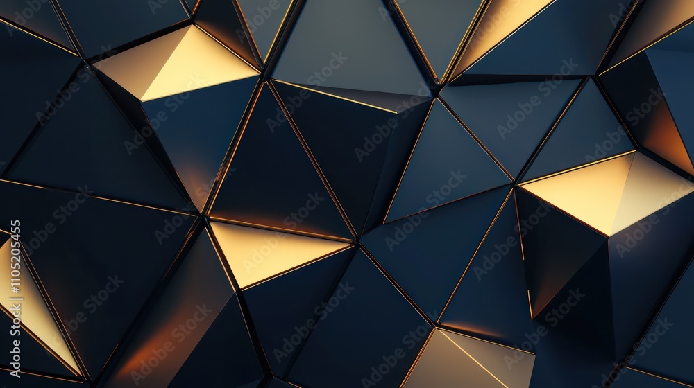 Illustrate a virtual reality tunnel in beige and navy with glowing triangles, abstract 3D design. Illustrate a virtual reality tunnel in beige and navy with glowing triangles, abstract 3D design.