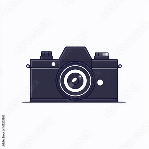 A minimalist digital camera icon isolated against a pure white background