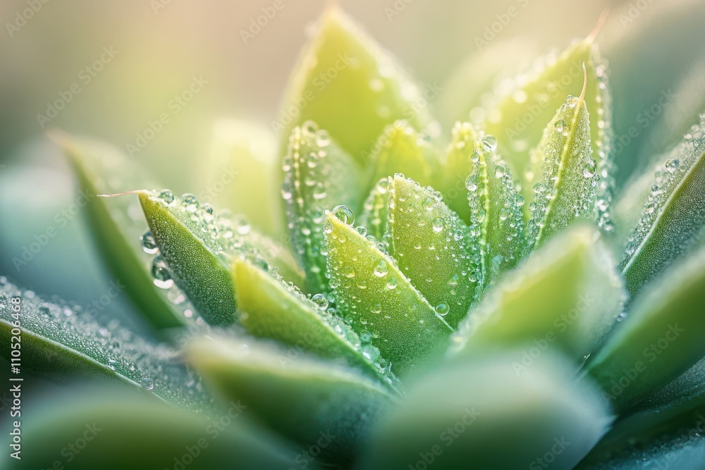 Aloe vera plant, vibrant green leaves, water droplets, close up Aloe vera plant, vibrant green leaves, water droplets, close up