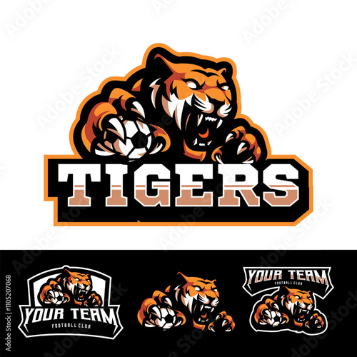 Tiger sports logo for team soccer