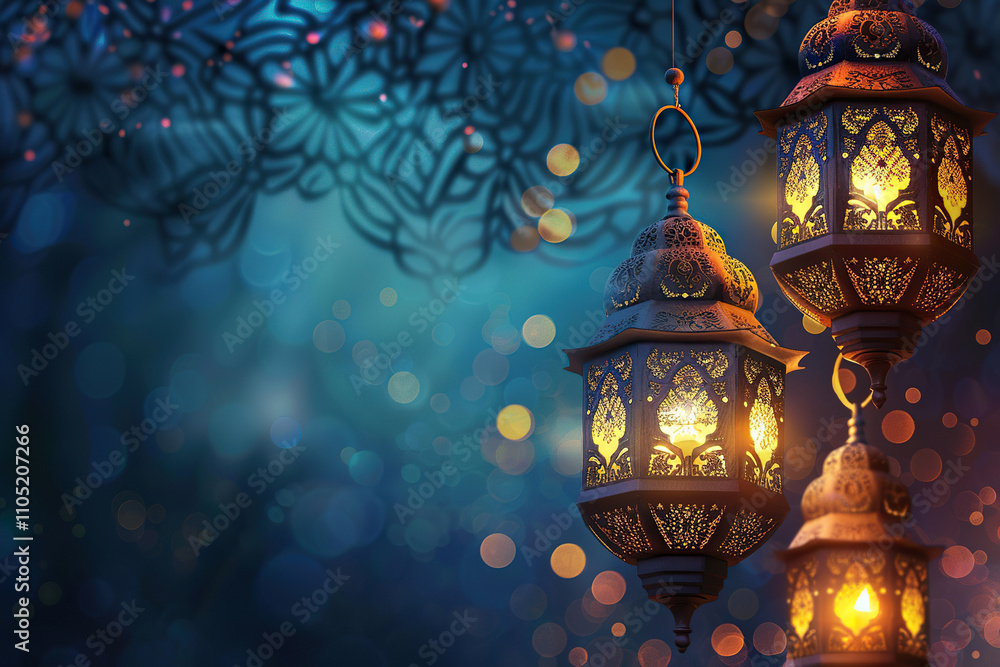 Beautiful greeting card with bright holiday composition for happy and joy celebrate Ramadan Beautiful greeting card with bright holiday composition for happy and joy celebrate Ramadan