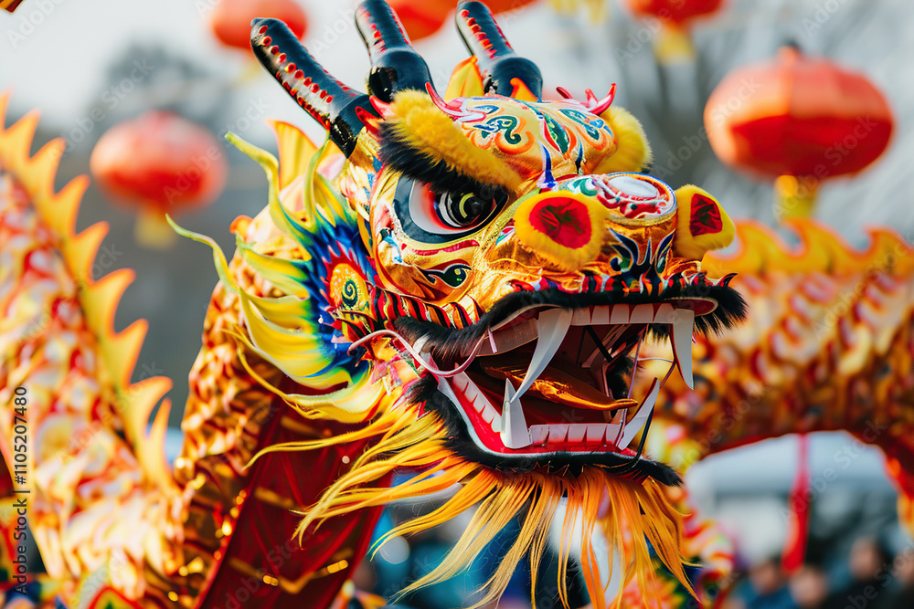 Fototapeta premium Beautiful greeting card with holiday composition for celebrate New Year