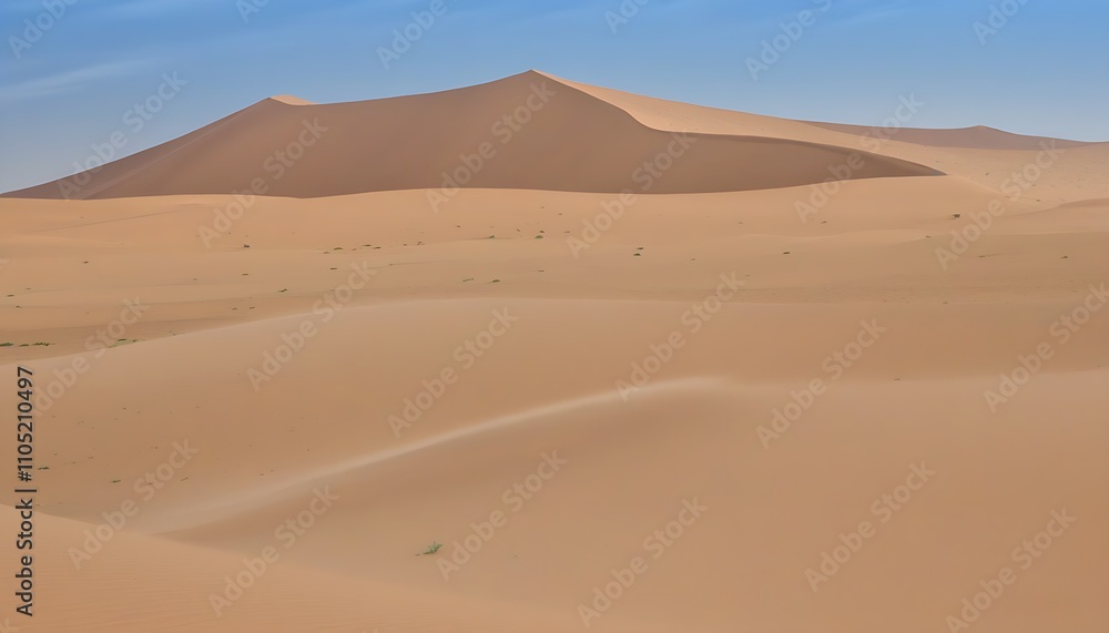 Desert Beauty with Endless Sand under Blue Sky
