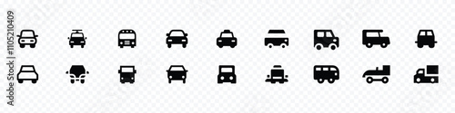 Car Transport Ico. Car front line icon. Various car type sets, Type of cars line icons set. Cars and vehicles icon set
