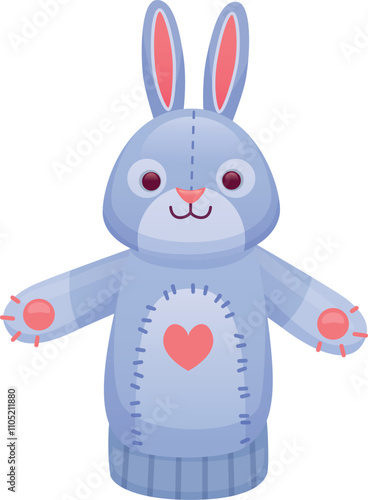 Rabbit puppet doll. Cartoon textile animal icon