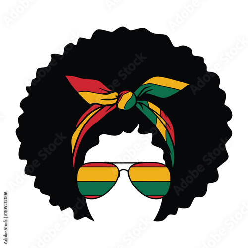 Afro Style with Sunglasses and Rasta Headband Illustration