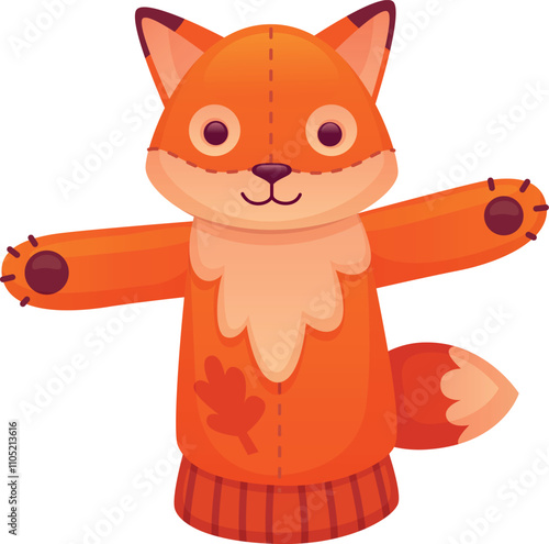 Fox puppet. Sock toy cartoon animal doll
