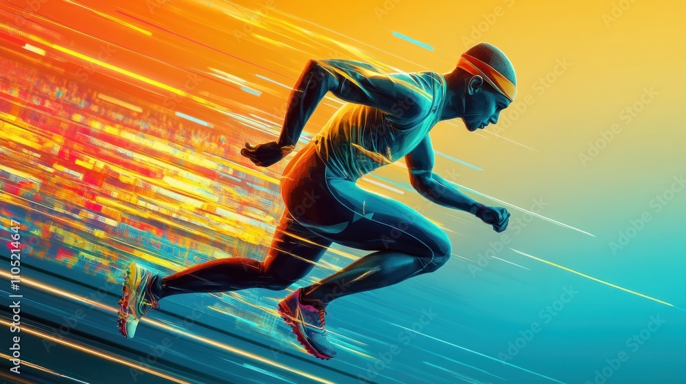 A Male Athlete Runs at Incredible Speed and Power A Male Athlete Runs at Incredible Speed and Power