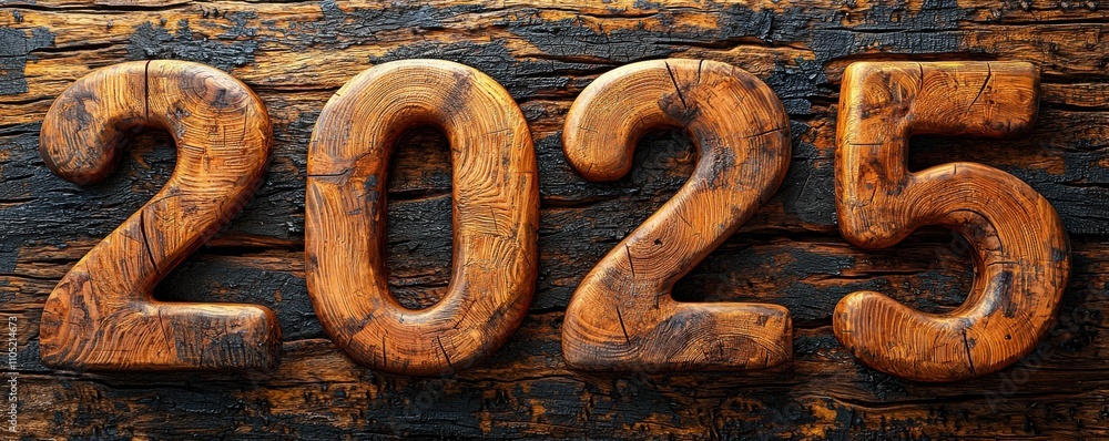 3D wooden numbers 2025 with detailed tree rings pattern 3D wooden numbers 2025 with detailed tree rings pattern