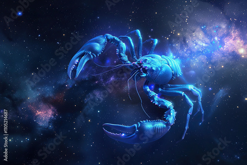 Astrological composition with concept of Scorpio zodiac sign symbol photo