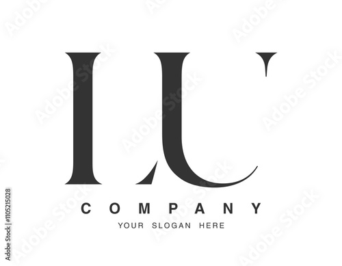 LU logo design. Initial letter l and u serif font style. Creative classic company name typography. Trendy logotype or identity.