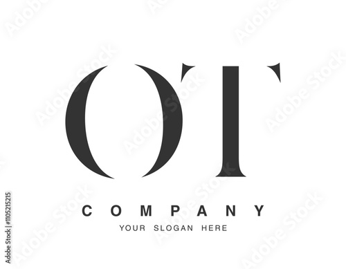 OT logo design. Initial letter o and t serif font style. Creative classic company name typography. Trendy logotype or identity.