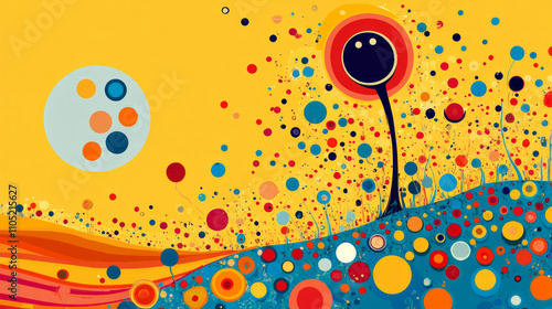 Vibrant cartoon dot with clean lines and transparent background art AI generative photo