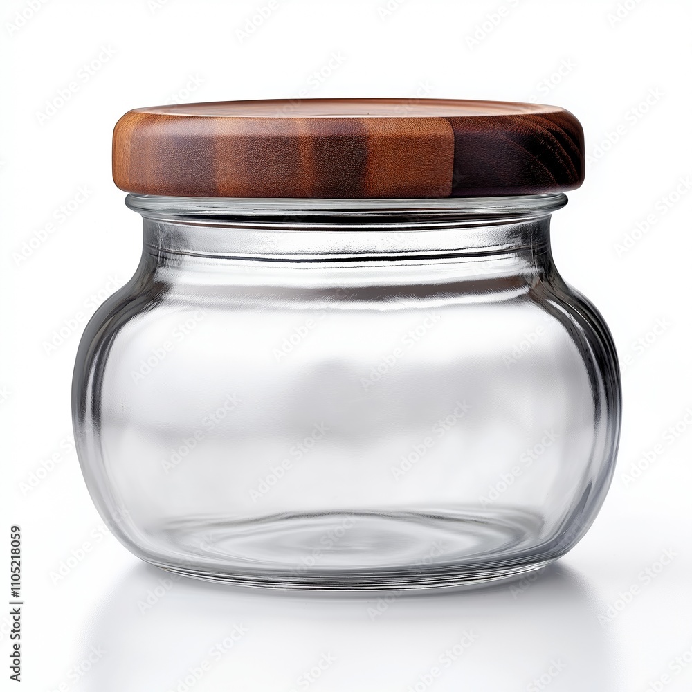 Square glass bottle with wooden lid isolate on white background with clipping path. small clear glass bottle.Glass containers for holding liquids. Square glass bottle with wooden lid isolate on white background with clipping path. small clear glass bottle.Glass containers for holding liquids.