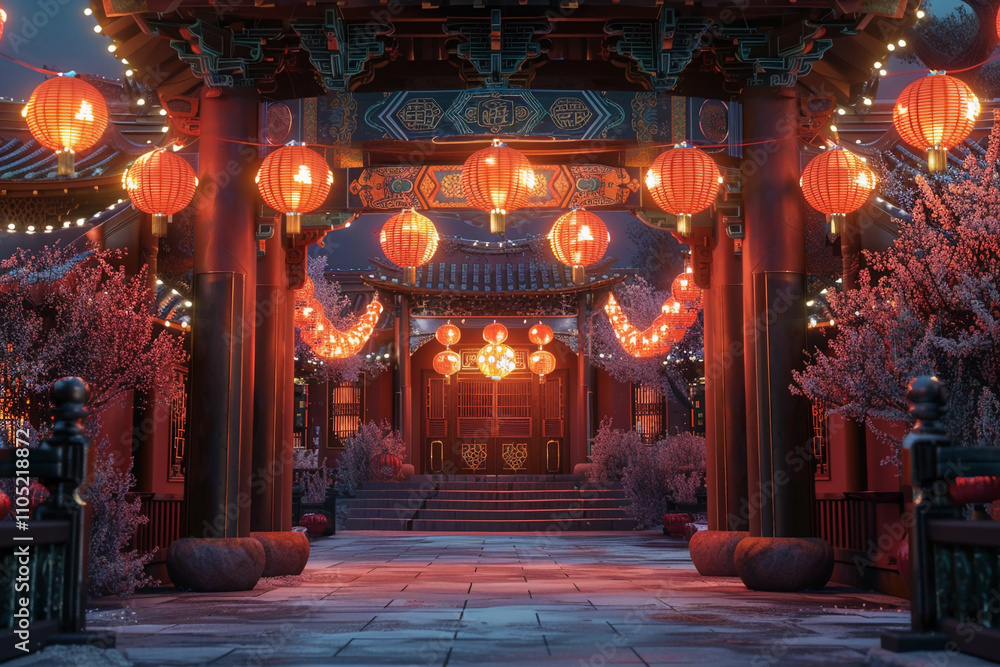 Obraz premium Beautiful holiday composition for celebrate chinese festival of lanterns