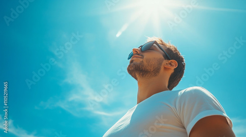 Man with sunglasses, advocating for environmental health and protection AI generative photo