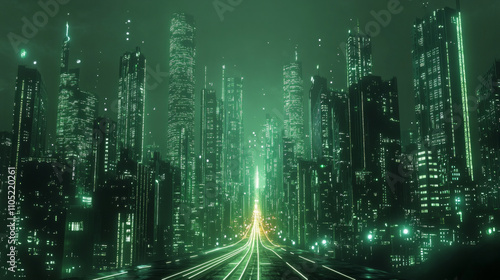 Cyberpunk-inspired city glowing with innovative lighting effects AI generative