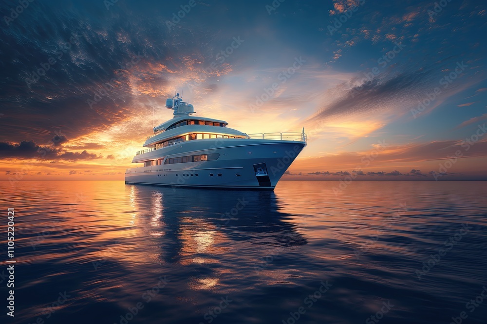 Luxurious Yacht Cruising at Sunset Luxurious Yacht Cruising at Sunset