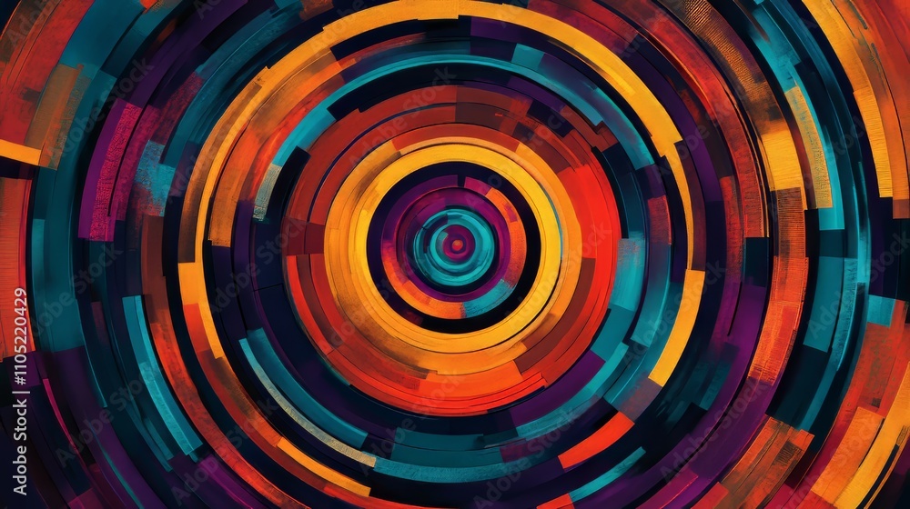 Vibrant Circular Pattern with Concentric Rings of Color Vibrant Circular Pattern with Concentric Rings of Color