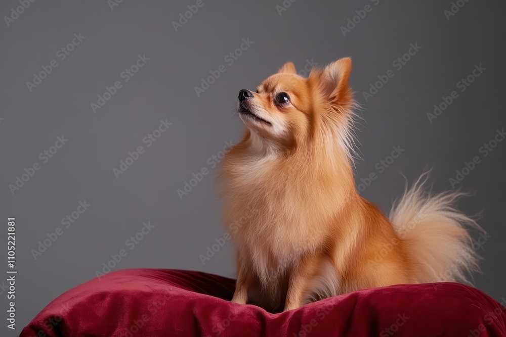 Pomeranian on a Velvet Cushion Pomeranian on a Velvet Cushion