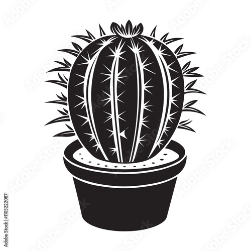 Cactus silhouette vector art illustration isolated on white background. photo