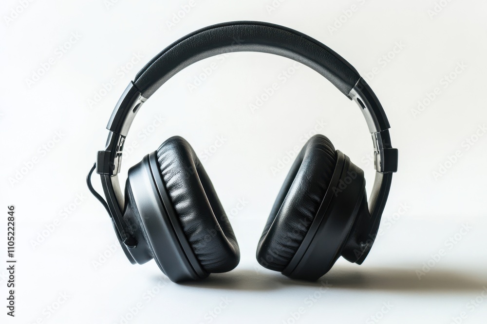 High quality black over ear headphones Isolated on a white background High quality black over ear headphones Isolated on a white background