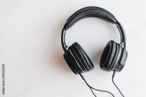 High quality black wireless headphones Isolated on a white background