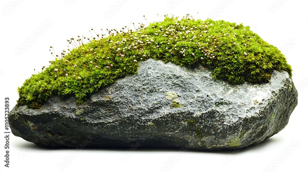 Moss-Covered Rock with Greenery and Texture Moss-Covered Rock with Greenery and Texture