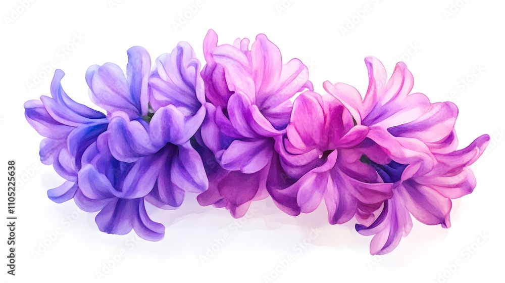 Obraz premium Watercolor, purple hyacinth clipart, detailed, high in detail, white background
