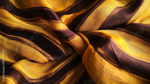 a yellow and brown striped scarf
