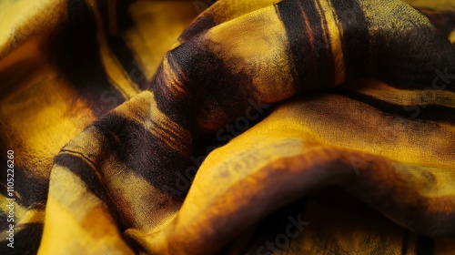a yellow and brown striped scarf